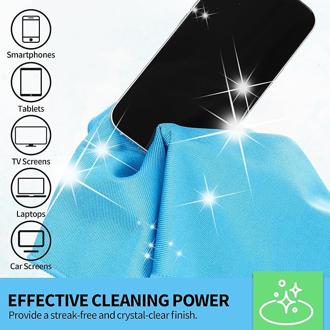 Microfiber Glass Cleaning Cloth, 12 Pack Window Glass Cleaning Rags, Reusable Lint-Free Streak Free Polishing Cloth Wipes for Stainless Steel, Eyeglasses, Mirrors, Screens & Lenses,12" 12"