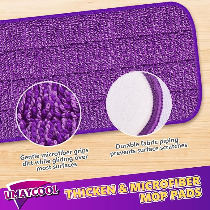 Reusable Mop Pads Refills for Swiffer WetJet, Wet Pads Refill Microfiber Mop Replacement Machine Washable Up to 100 Times for Floor Cleaning Wet Dry Use for All Floor Types, 6 Pack
