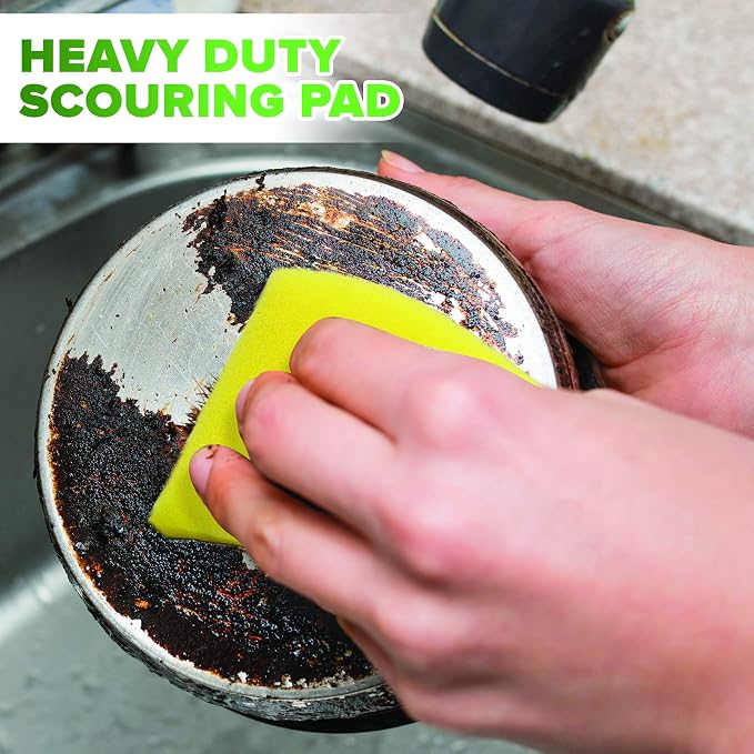 (24 Pack) Heavy Duty Scrub Sponges by SCRUBIT – Kitchen Dish, Sink and Bathroom Cleaning Scrubber Sponge - with Non-Smell Scouring Pad [New Packaging]