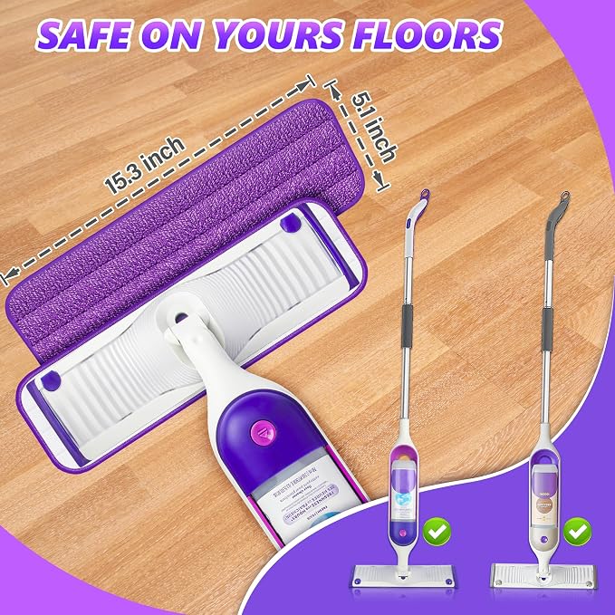 6 Pack Washable Microfiber Mop Pads for Swiffer PowerMop: PowerMop Refills | Hard Wood Floor Mop Pads Refills Reusable for 13 ''-15 '' Spray Mop,Multi-purpose Mopping, for Multi-Surface Floors Cleaning