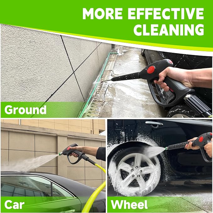 M MINGLE Pressure Washer Hose and Gun Kit, 25FT Power Wash Hose with 5 Tips | M22-14mm Fitting, Replacement for Ryobi, Simpson, Craftsman, Ideal for Car, Driveway, Patio & Household Deep Washing
