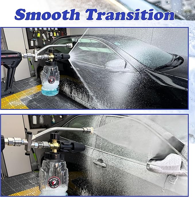 Tool Daily Pressure Washer Foam Cannon with Dual Connector, 1 Liter | Double Tip Attachment for Soap Cannon, 5 Power Washer Nozzle Tips, 1/4 Inch Quick Connect