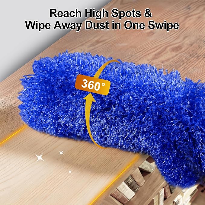 Tiumso Dusters for Cleaning,Microfiber Feather Duster 5-in-1 Kit, Duster with Extension Pole 100 Inches, Cobweb Duster, Microfiber Dusters for High Ceilings and Fans, Blinds and Cars