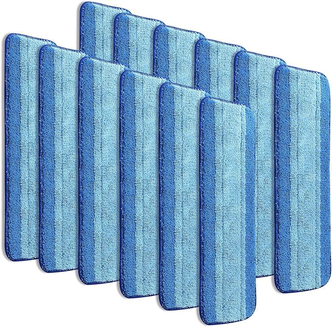 12 Pack Microfiber Cleaning Pads Compatible with Bona Mops, Safe for Hardwood and Hard-Surface Floors, Washable, Reusable