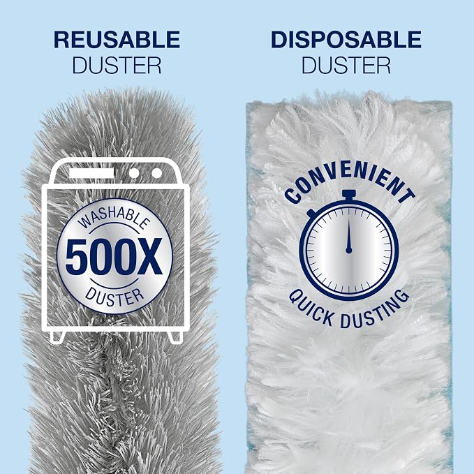 Bona High Performance Dusting System - 1 Compact Handle, 5 Disposable Dusters, & 1 Reusable Duster - Compact Dusting Kit Removes Dust & Pet Hair