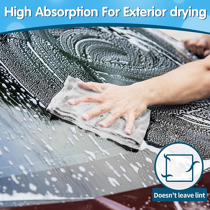 FIXSMITH Grey Microfiber Cleaning Cloth, Pack of 50, 16"X12" Cleaning Rags for Housekeeping and Kitchen, Reusable Shop Towels, Microfiber Towels for Cars, Lint Free, Scratch-Free, Highly Absorbent