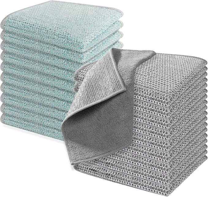Jeymei Non Scratch Wire Dishcloth,Multipurpose Wire Dishwashing Rag,20PCS | Stainless Steel Cleaning Cloths for Kitchen,Dish Cloths for Washing Dishes,Reusable Diamond Weave Steel Wool Scrubber Cloths