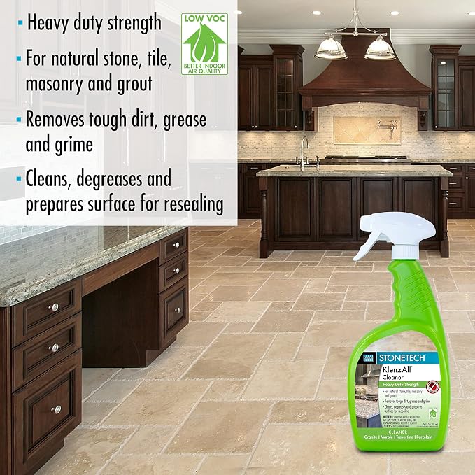 STONETECH KlenzAll Cleaner, Heavy Duty Cleaner for Stone & Tile, 24OZ (709ML) Spray Bottle