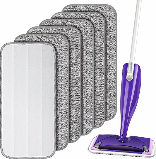 Reusable Mop Pads Refills for Swiffer WetJet, Wet Pads Refill Microfiber Mop Replacement Machine Washable Up to 100 Times for Floor Cleaning Wet Dry Use for All Floor Types, 6 Pack