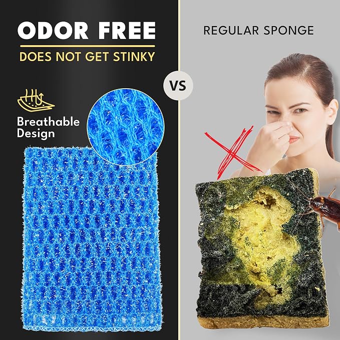 Non Scratch Dish Scrubbers for Cleaning Dishes (12 PK) - Reusable Kitchen Sponge - Replace Dish Sponges for Washing Dishes - Best Household Scrubbing Pad & Alternative Dishwashing Scrub Pads Supplies