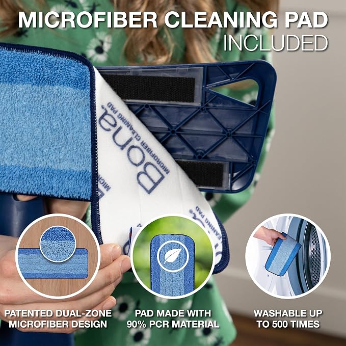 Bona Hardwood Floor Premium Spray Mop - Includes Wood Floor Cleaning Concentrate and Machine Washable Microfiber Cleaning Pad - Dual Zone Cleaning Design for Faster Cleanup