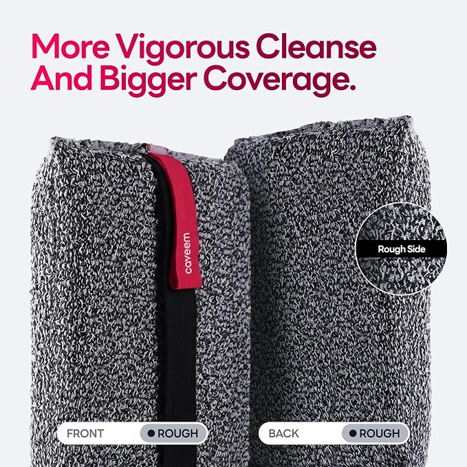 Caveem Exfoliating Body Scrubber, Rough Exfoliation Body Exfoliator Sponge for Remove Dead Skin, Body Exfoliating Sponges, Bath and Body Exfoliate Buffer, Mens and Womens Sponge for Shower (2 Pack)