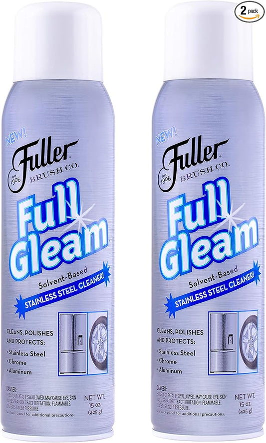 Fuller Brush Full Gleam Stainless Steel Cleaner – 15 oz Spray for Appliances, Chrome, Aluminum & Sinks – Cleans, Polishes & Protects Metal Surfaces (Pack of 2)