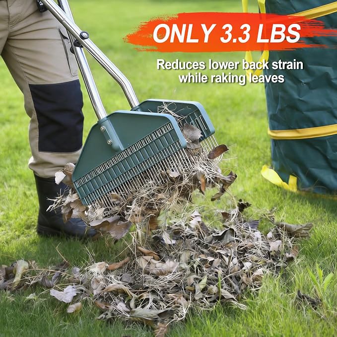 YEELOR Leaf Grabber, Yard Leaf Grabber Rake, No Need to Bend Over, Lightweight, 36.6 Inches in Length and 3.3 Pounds in Weight, Ideal for Picking Up Leaves, Weeds, Twigs and Other Debris