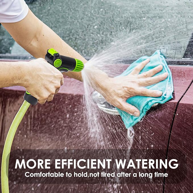 Garden Hose Nozzle with High Pressure, 100% Heavy Duty Metal High Pressure Hose Nozzle with 4 Spray Patterns, Thumb Control On Off Valve for Lawn， Plant Watering, Washing Car,Washing Pet and Home Use