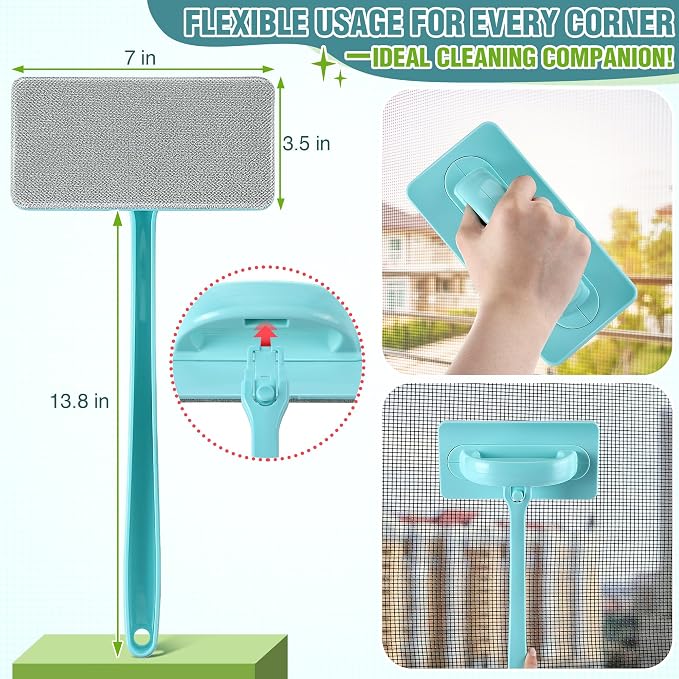 Enhon 1 Pack Mesh Screen Cleaner, Window Screen Cleaning Brush Washing Equipment, Detachable Window Cleaner Tool with Wet and Dry Dual Use