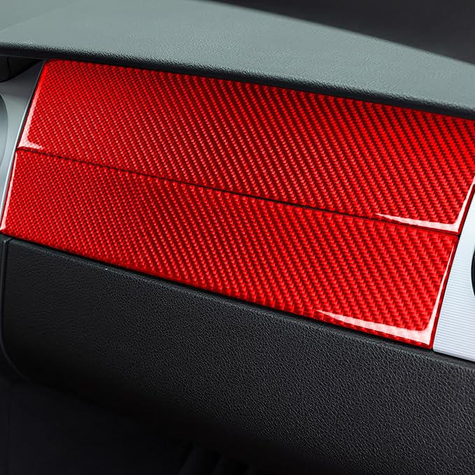 Red Real Carbon Fiber Trim for Ford Mustang Accessories | for GT Shelby 2005 2006 2007 2008 2009 Co-Pilot Dashboard Console Cover Strip Interior Thick Overlay Decal