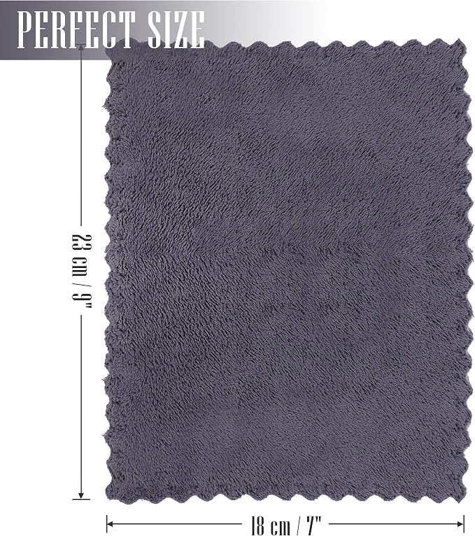 Sunny zzzZZ 24 Pack Kitchen Dishcloths - Does Not Shed Fluff - Reusable Dish Towels, Dish Cloths, Super Absorbent Coral Fleece Cleaning Cloths, Nonstick Oil Washable Fast Drying, 7 x 9 Inch (Grey)