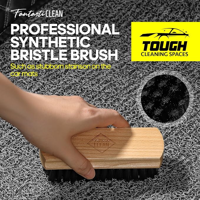 Fantasticlean Car Interior Detailing Kit, Leather Cleaner Brush Set, 9PCS | Car Interior Brush Kit, Horse Hair Leather Brush for Car Detailing, Scratch-Free Leather Cleaner Applicator, Cleaning Cloth