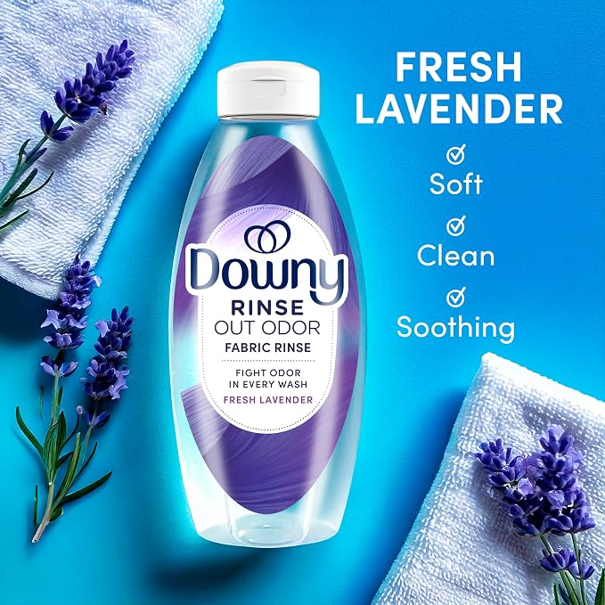 Downy RINSE & REFRESH Laundry Odor Remover and Fabric Softener, Fresh Lavender, 48 fl oz, Safe on ALL Fabrics, Gentle on Skin, HE Compatible