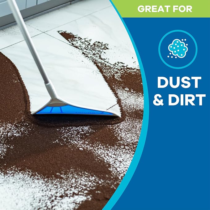 Helio AirBroom 3-Piece Sweeper, Squeegee & Dustpan for Wet/Dry Cleaning | Pet hair broom and squeegee for wet and dry cleaning on floors, windows, carpets, and furniture.