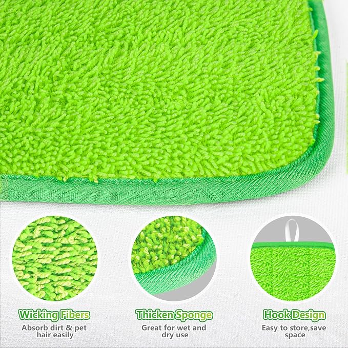 Microfiber Mop Pads Compatible with Swiffer Sweeper Mop, Wet Pads Refills Dry Pads Reusable Wet Pads Mop Refill Pads Dry Wet Refills Washable Pads Wood Floor Pads for Wet Dry Cleaning(4 Pack)