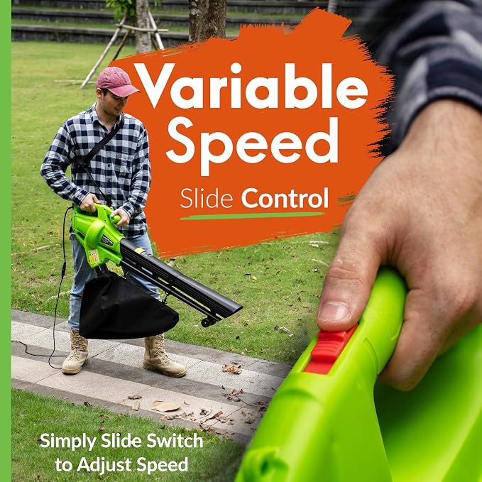 GreenSweep 3-in-1 Leaf Blower, Vacuum & Mulcher – 10 Amp Electric Garden Tool with 10-Gallon Collection Bag – Lightweight, Powerful & Easy to Use