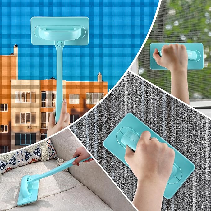 Enhon 2 Pack Mesh Screen Cleaner, Window Screen Cleaning Brush Washing Equipment, Detachable Window Cleaner Tool with Wet and Dry Dual Use