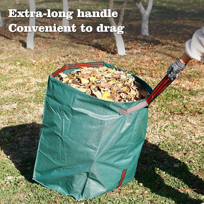 RISETEX Leaf Collector 3-Pack 40-Gallon Heavy Duty Yard Waste Bags | Collapsible&reusable;for grass clippings,leaves,garden trimmings,and yard debris;puncture-resistant fabric;easy-carry handles