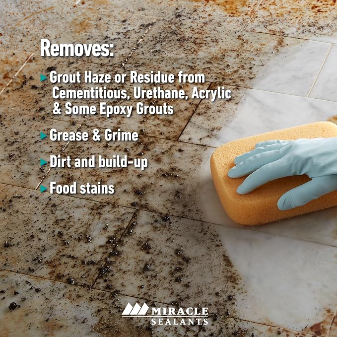 Miracle Sealants Miracle Heavy Duty Non-Acidic Cleaner, Tile & Stone Cleaner & Grout Haze Remover, Quart