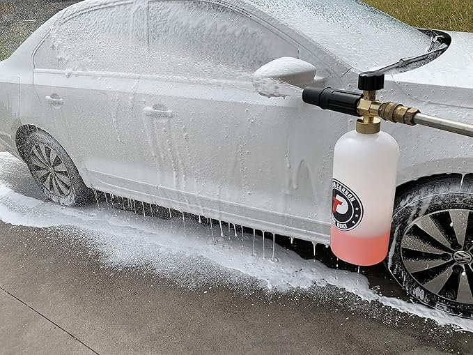 Tool Daily Foam Cannon with 1/4 Inch Quick Connector, 1 Liter, 5 Pressure Washer Nozzle Tips | Foam Cannon for Pressure Washer, 5 Power Washer Nozzle Tips Multiple Degrees for Car Washing