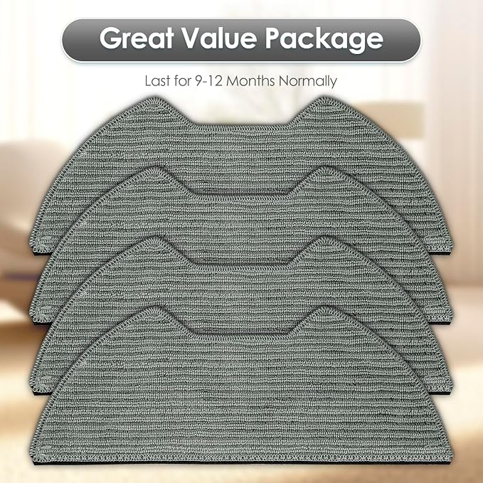 (4 Pack) UR2650WS Replacement Mop Pads Compatible with Shark Matrix Plus 2-in-1 Robot Vacuum Cleaner, Washable Mop Cloths, Mop Pad Refill Accessories kit, Mopping Pads