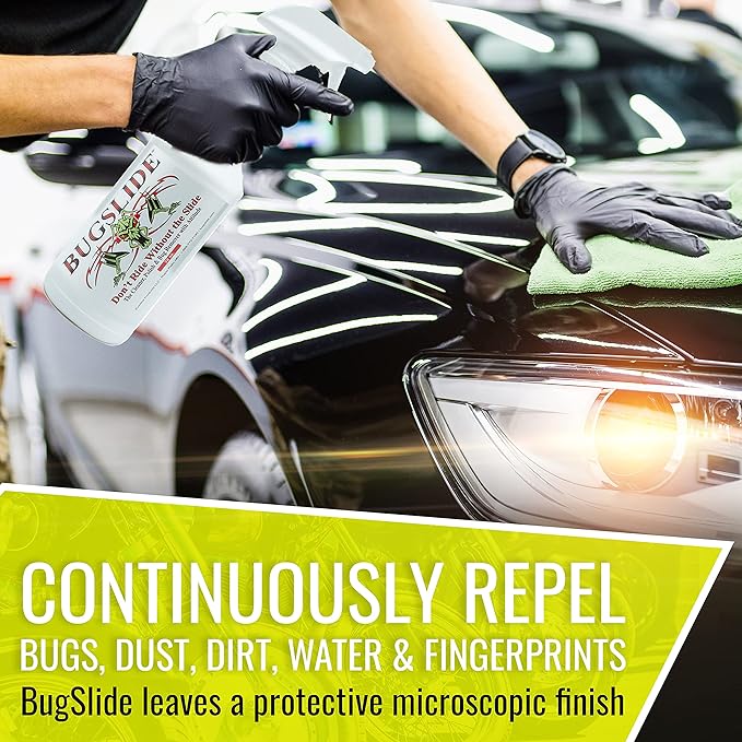 BugSlide Bug Remover All Purpose Car Cleaner & Detailer Spray, 32 Oz | All purpose spray for interior and exterior use. Removes bugs from plastic, metal, glass and mirrors, no scratching.