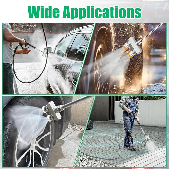 2-in-1 Pressure Washer Tips, 8 Nozzles, 1/4" Quick Connect | Dual Nozzle Body with 0°/15°/25°/40° Spray Tips for Cars, Driveways, Patios, and Suitable Hard-Surface Rinsing