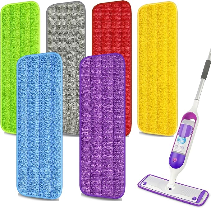 6 Pack Washable Microfiber Mop Pads for Swiffer PowerMop: PowerMop Refills | Hard Wood Floor Mop Pads Refills Reusable for 13 ''-15 '' Spray Mop,Multi-purpose Mopping, for Multi-Surface Floors Cleaning