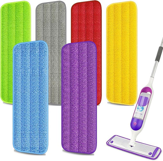 6 Pack Washable Microfiber Mop Pads for Swiffer PowerMop: PowerMop Refills | Hard Wood Floor Mop Pads Refills Reusable for 13 ''-15 '' Spray Mop,Multi-purpose Mopping, for Multi-Surface Floors Cleaning