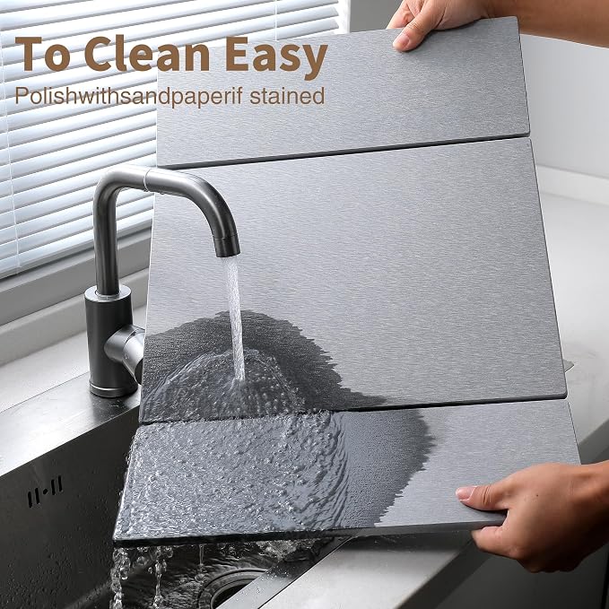 Foldable Stone Dish Drying Mat for Kitchen Counter, Diatomaceous Earth Drying Mat with Non-Slip Backing, Heat Resistant Multifunctional Mat for Kitchen & Bathroom, Instant water absorption-(24"×16")