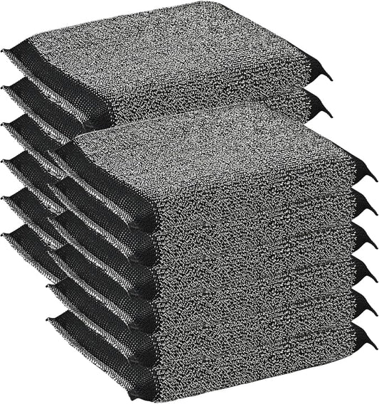 Steel Wool Scrub Sponges, Non Scratch Kitchen Dish Scrubbers | 12 Pack Black Reusable Gentle Cleaning Sponges for Pots, Pans, Cookware, No Scratches on Stainless & Non-Stick Surfaces