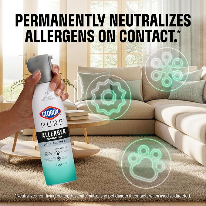 Clorox PURE Allergen Neutralizer Daily Air Spray, Clean Breeze, 8 Ounces (Pack of 2)