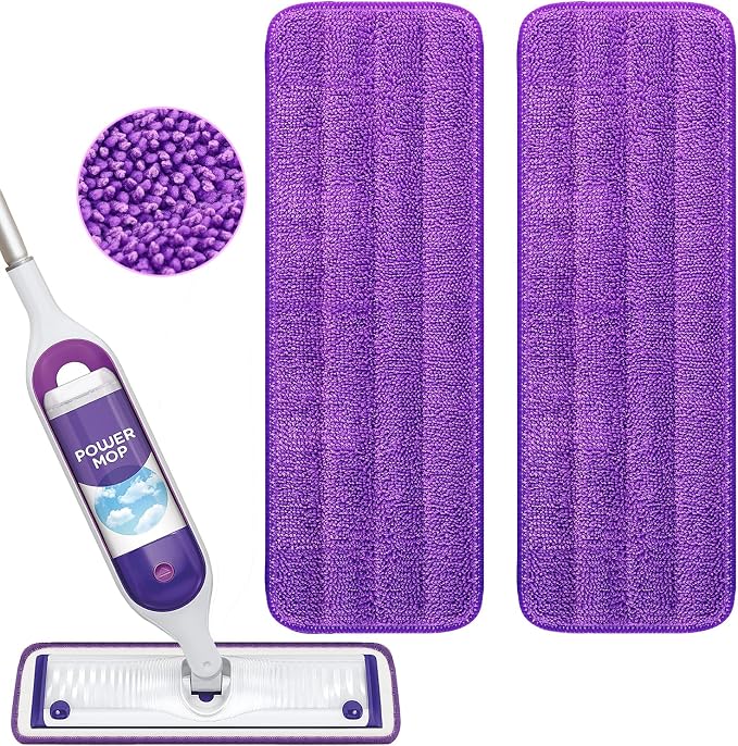 Reusable Power Mop Refill Pads for Swiffer Power Mop Starter Kit | Swifter Powermop Pads Refills - Multi-Surface & Wood Mopping Pad Refill for Floor Cleaning - Washable Microfiber Pad, 2 Pack