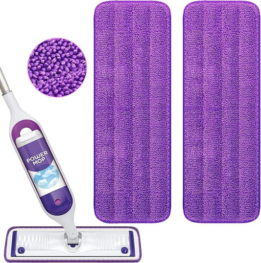 Reusable Power Mop Refill Pads for Swiffer Power Mop Starter Kit | Swifter Powermop Pads Refills - Multi-Surface & Wood Mopping Pad Refill for Floor Cleaning - Washable Microfiber Pad, 2 Pack