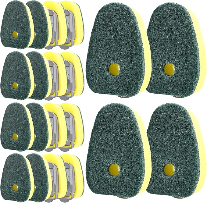 Sponge Dishwand Brush Refills for Scotch-Brite Dishwand, 20 Pack（Green） | Non-Scratch Brush Refill, 3X Scrubbing Power