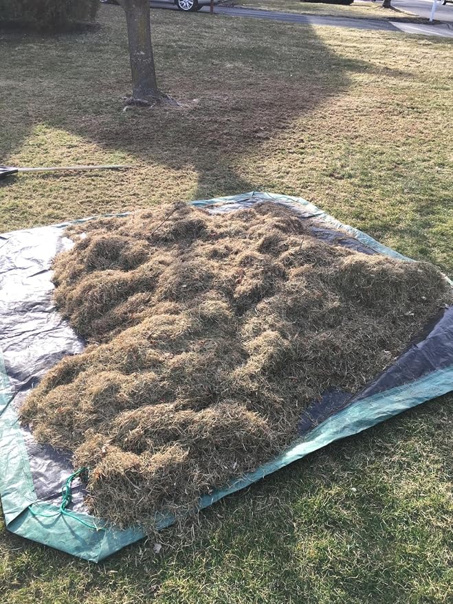 Rocky Mountain Goods Drawstring Tarp - 9’ by 9’ - Extra Strength for Easy Clean Ups - Forms into Bag - Best Leaf Tarp - Useful for Covering Bikes, Furniture, Etc.