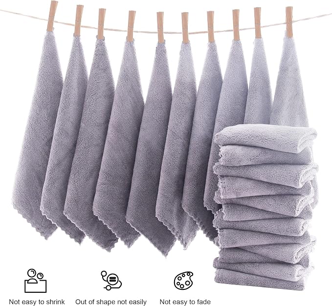 MOONQUEEN Ultra Soft Premium Washcloths Set - 12 x 12 inches - 72 Pack - Quick Drying - Highly Absorbent Coral Velvet Bathroom Wash Clothes (Light Grey)