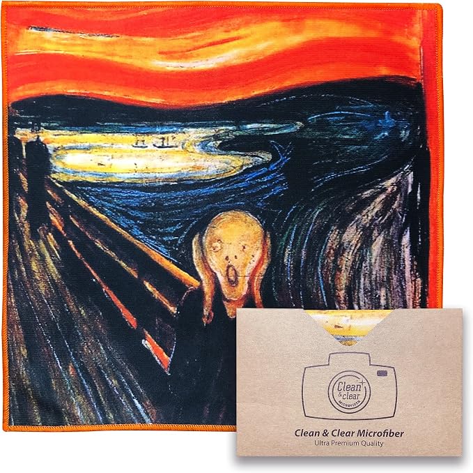 Large [6 Pack] Classic Art (The Scream) - Ultra Premium Quality Microfiber Cleaning Cloths (Best for Camera Lens, Glasses, Screens, and All Lens.), Microfiber Cloth