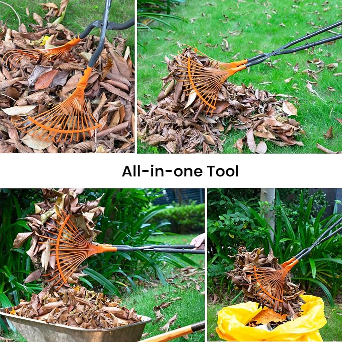 Leaf Grabbers for Yard Work, Leaf Picker Upper Grabber with Long Steel Handle & Wide Steel Claw, Cushioned Grip, Leaf Pickup Tools for Leaves, Lawn Clippings, Twigs Yard Waste