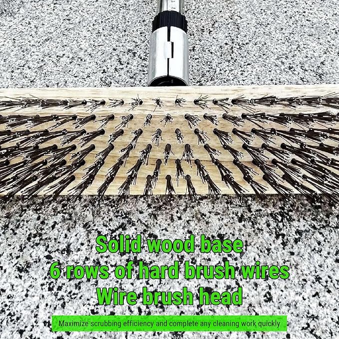 Fafeicy Stainless Steel Floor Scrubber, Adjustable Deck Brush for Heavy Duty Cleaning with 120CM Long Handle for Outdoor and Indoor Use
