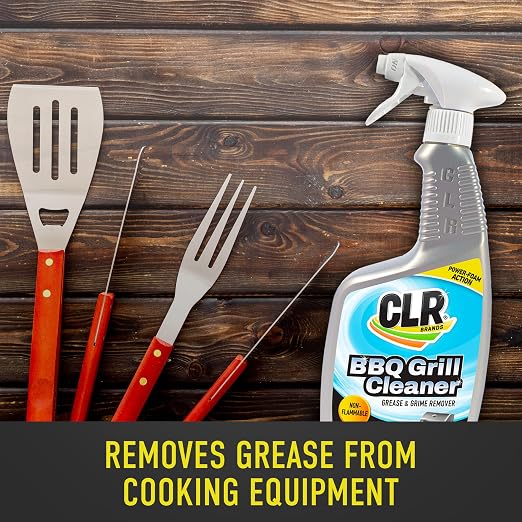 CLR Brands Grill Cleaner and Degreaser Spray, 26 oz. Bottle, BBQ Cleaner Removes Burnt Food, Grease and Grime from Grates and Racks, Pellet and Electric Smokers