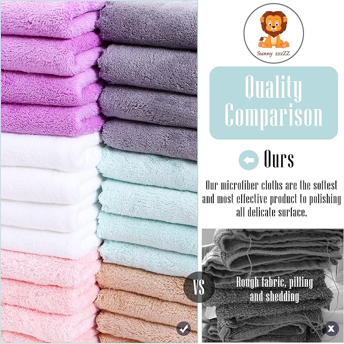 24 Pack Kitchen Dishcloths - Does Not Shed Fluff - Reusable Dish Towels, Dish cloths, Super Absorbent Coral Fleece Cleaning Cloths, Nonstick Oil Washable Fast Drying, 10 x 20 Inch (Multicolor)