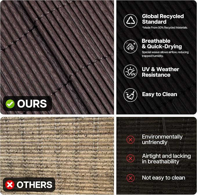 LazBlinds Outdoor Cordless Roller Shades, 48" W x 72" H, Dark Coffee | Exterior Light Filtering Roll up Shades, Hanging Sunscreen for Patio, Balcony Indoor/Outdoor Porch